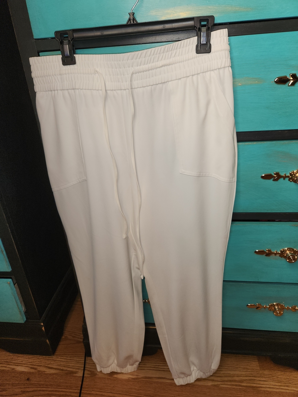 New York & Company White Drawstring Jogger Pants